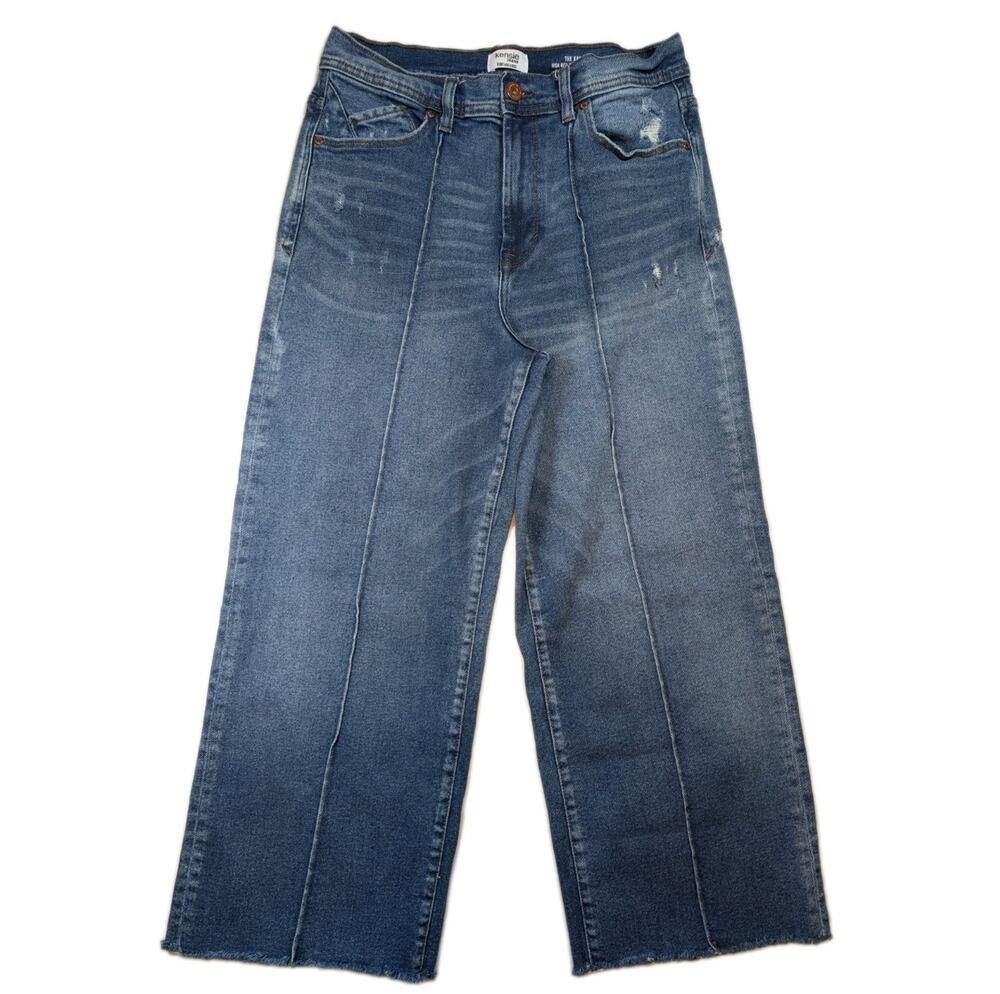 Kensie Vintage Luxe Kaya Wide Leg Cropped Jeans Medium Wash Size 8